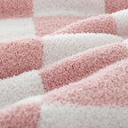 Carriediosa Checkered Throw Blanket 50" X 60", 400GSM Ultra Soft Microfiber Fuzzy Fluffy Reversible Cute Preppy Knitted Blankets Cozy Plush Fall Throws for Couch, Bed, Sofa, Dusty Pink - color: Check - Dusty Pink, size: 50" X 60"
