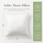 Ashler Throw Pillows Insert- 18x18 Pillow Inserts with Air Layer, Premium Bed and Couch Pillows - Indoor Decorative Throw Pillow, Square Cushion Sham Stuffer, Pack of 2, White - size: 18x18 Inch