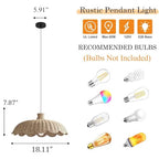 MIXL-Rattan Woven Pendant Light,Scalloped Shade Small Hanging Light,Rustic Kitchen Island Lighting,Boho Style Pendant Lamp for Living Room Bedroom - color: 18.11 Inches