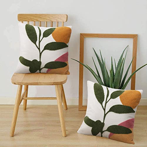 JASEN Abstract Boho Pillow Covers 18x18,Soft Mid Century Geometric Cactus Decorative Throw Pillows for Couch Bed Sofa Bedroom（Only 1 Pillow Cover） - color: Plant-b, size: 18" x 18" (Pack of 1)