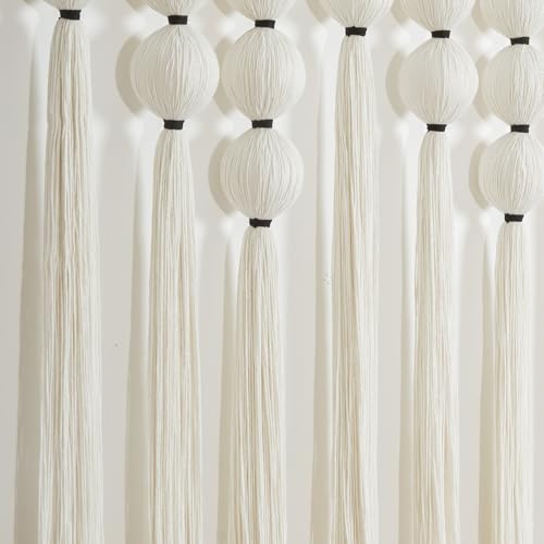 RUIZHIXUAN Large Macrame Wall Hanging Macrame Ball Wall Hangings Tapestry Cotton Textile Boho Wall Decor Art Bohemian headboard Handwoven 39" Wx38” L(Cream) - color: Cream