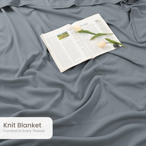 Utopia Bedding Knit Blanket Queen Size (90x90 Inches, Grey) Soft Lightweight Jersey Breathable Sweatshirt Blanket for Bed,Couch & Sofa - color: Grey, size: Queen