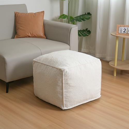 Pouf Ottoman Stuffed Modern Foam Filled Foot Rest Poufs for Living Room Chair Decorative 20 X 15 Inches Boho Relax Stool Floor Poufs Foot Rest for Living Room,Beige - color: Beige