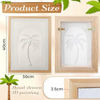 FunooFuno 3D Textured Wall Art Palm Tree Tropical Handmade Boho Canvas Wall Decor 12 x 16 Inch Natural Plant Painting for Bathroom Home Living Room Bedroom with Gloves Installation Tools(Coconut Tree)