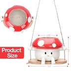Fungi Fun Mushroom Hanging Planter Pot, Cute Ceramic Swing Face Planter for Indoor & Outdoor, Unique Mushroom Planters for Succulents, String of Pearls Plant, Small Hanging Planters Red & White
