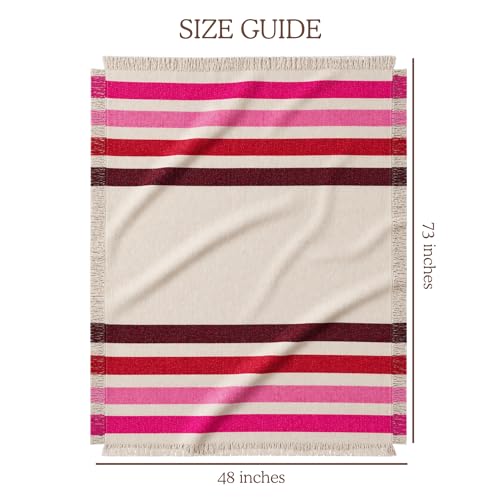 Rosewood Trail Striped Afghan Throw Blanket | Thick & Cozy | Cotton USA Made (73x48) - color: Rosewood Trail