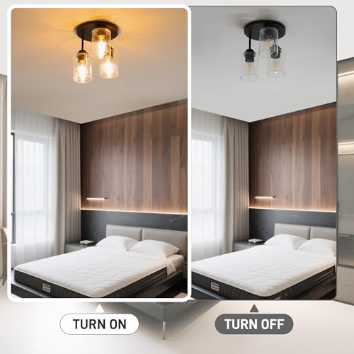 hykolity 3-Light Semi Flush Mount Ceiling Light, 9 Inch Oil Rubbed Bronze Close to Ceiling Light Fixtures with Seeded Glass Shades, Modern Ceiling Lighting for Kitchen, Bedroom, Entryway, ETL Listed - color: Oil-Rubbed Bronze