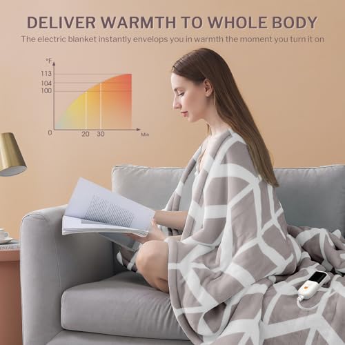 VENTIMI Electric Heated Blanket Full Size, 72" x 84" Heated Blanket with 9 Heat Levels & 2 to 10 Hours Auto Off, Fast Heating Blankets with ETL & FCC Certification, Beige - color: Beige, size: Full