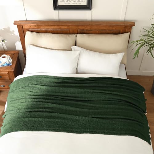 JOOJA Emerald Green Throw Blanket, Soft Fluffy Fuzzy Knit Blanket for Couch Bed Sofa, Cozy Plush Warm Blanket for Bedroom Living Room, Spring Home Decor, 50x60 Inches - color: Dark Green, size: 50x60