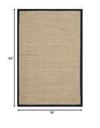 SAFAVIEH Area Rug 3x5 - Natural Fiber Collection - Natural & Black, Seagrass, Herringbone Pattern with Border (NF115C) - color: Natural/Black, size: 3' x 5' (Rectangular)