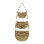 Cabilock 3 Tier Hanging Fruit Basket for Kitchen - Boho Macrame Woven Wall Storage for Onion and Potato, Space-Saving Cotton Rope Produce Organizer for Pantry & Bathroom