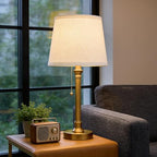 Oneach 19.5" Gold Table Lamp Set of 2, Small Bedside Table Lamps with USB A+C Charging Ports, Pull Chain Switch, Brass Modern Nightstand Lamps for Living Room, Bedroom, Nursery - color: Gold USB-2Pack