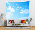 BELECO Light Blue Sky Tapestry Backdrop 118x78 Inch Sky Clouds Tapestries Ceiling Wall Bedroom Living Room Dorm Home Decor - size: 118"L x 118"W