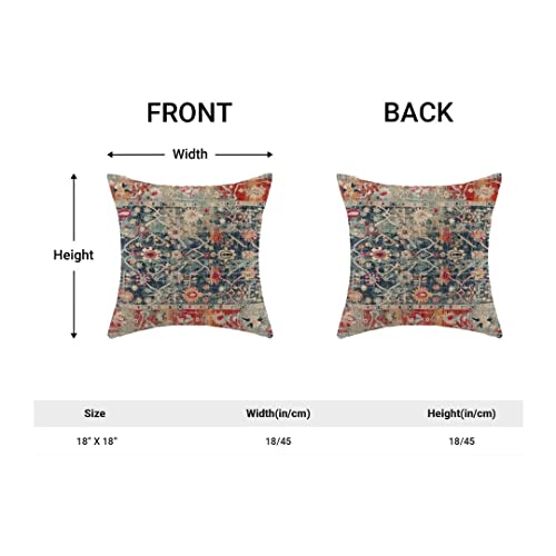 AEIOAE Boho Vintage Retro Pillow Covers 18x18 Set of 2 Boho Colorful Style Decorative Throw Pillow Outdoor Linen Square Farmhouse Decor Cushion Cover for Home Couch Sofa - color: Colorful, size: 18" x 18" (Pack of 1)