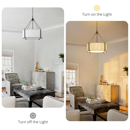 21" White Rattan Chandelier for Dining Room, 5-Light Hand Woven Boho Pendant Light Fixture Adjustable Coastal Chandeliers for Kitchen Island Living Room Bedroom Foyer Hallway, ETL Listed - color: 5-Light Black+White