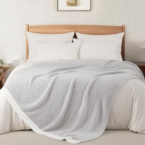 Whale Flotilla Knit Blanket Twin Size, Ultra Soft Warm Reversible Cozy Decorative Blankets for Couch Sofa and Bed, 60x80 Inch, Grey - color: Grey, size: 60x80 Inch