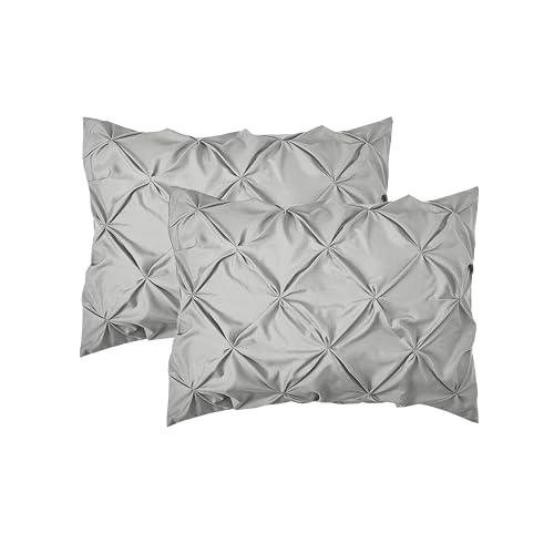 Elegant Comfort 2-Pack Sham Set Pinch Pleat Design, 1500 Premium Hotel Quality Microfiber, Stylish Design-Easy Care, Wrinkle and Stain Resistant, 2-Piece Sham Set, Pleated Standard/Queen, Silver Grey - color: Silver Grey, size: 26" x 20" (Pack of 2)