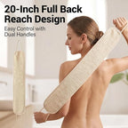 3 Pack Exfoliating Body Scrubber Set – Shower Gloves, Natural Back Scrubber Strap & Bath Pouf Sponge – Jute Cotton Blend Wash Mitt for Full Body Shower Routine & Daily Skin Care