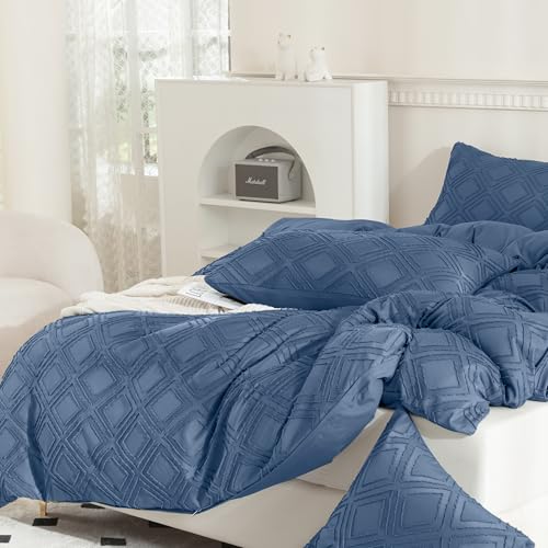 JELLYMONI Pillowcases Standard Size Blue 2 Pack Boho Plaid Bed Pillow Covers 20x26in Polyester Envelope Pillow Shams Tufted Bohemian Textured (Pillows are not Included) - color: 05 - Blue - Grid, size: 26" x 20" (Pack of 2)