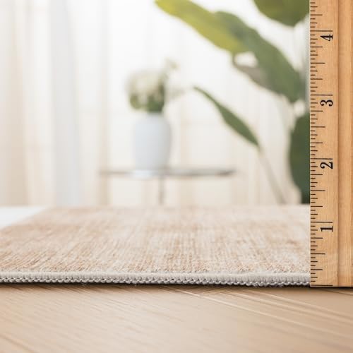 ReaLife Rugs Machine Washable Area Rug Runner - Living Room Bedroom Bathroom Kitchen Entryway Office - Non-Slip Baking Low Pile Stain Resistant Premium - Modern Geometric - Theo - Beige 2'6" x 6' - color: Theo - Beige, size: 2'6" x 6' (Rectangular)
