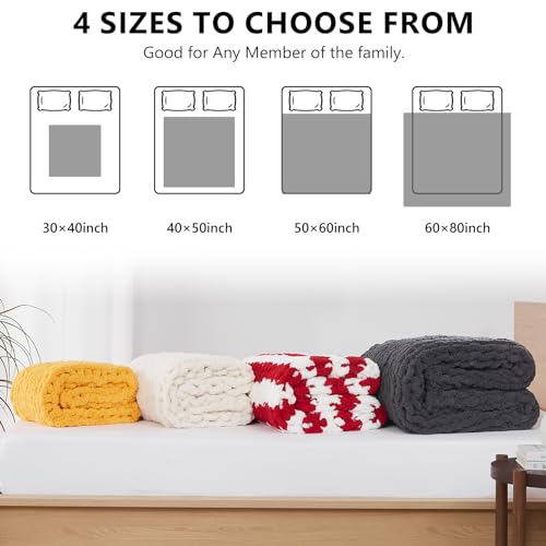 L'AGRATY Chunky Knit Blanket Throw - Soft Chunky Throw Blanket 30x40: 100% Hand Kintted Chenile Crochet Throw Blanket for Couch - Large Cable Knit Chunky Blanket for Home Decor(Dark Grey) - color: Charcoal Grey, size: 30"x40"