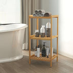 kinbor 3-Tier Bamboo Shelf Freestanding - Space-Saving Bathroom Standing Shelf & Plant Stand, 3 Shelf Bookcase for Kitchen, Living Room, Office (Natural Bamboo, Easy Assembly) - size: 3-Tier