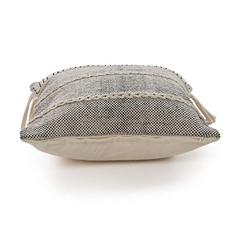 Trade AM LR Home 20" x 20" Inches Striped Cotton Throw Pillow Covers for Home Decor Shabby Chic Boho Cushion Covers for Throw Pillows Perfect for Living Room Couch & Bedroom Decorations Black/Natural - color: Cream/Black, size: 20" x 20" (Pack of 1)