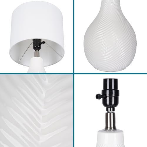 Catalina Lighting Ceramic Table Lamp for Office, Living Room, Dorm or Bedroom, Smart Home Compatible, Bulb Not Included, 18", White