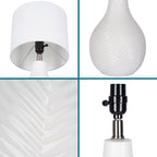 Catalina Lighting Ceramic Table Lamp for Office, Living Room, Dorm or Bedroom, Smart Home Compatible, Bulb Not Included, 18", White
