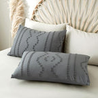 Duvet Cover King, 3PCS Boho Duvet Cover Set, Geometric Pattern Tufted Bohemian Comforter Cover Jacquard Knit Textured Bedding Set with Zipper Closure (Dark Grey) - color: Dark Grey, size: King