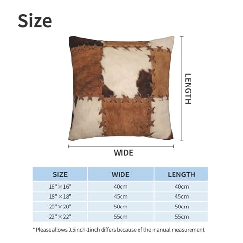 Cow Fur Patchworks Throw Pillow Covers 18 X 18 Inch Set of 2 Pillow Cases Decoration Cushion Cover for Sofa Bedroom Living Room Outdoor - color: Cow Fur Patchworks