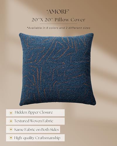 Throw Pillow Covers, Pack of 1 Woven Jacquard Cushion Covers for Sofas, Couches, Bed, Boho Home Decor, Cozy Soft and Comfortable Pillow Cases, Amorf, Blue 20x20 Inch - color: Blue, size: 20" x 20" (Pack of 1)