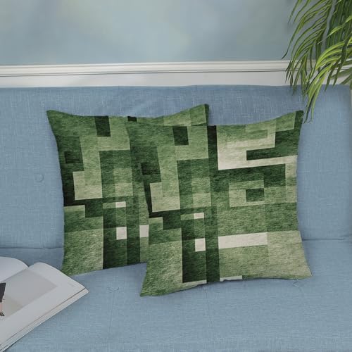 Sage Green Olive White Pillow Covers 20x20, Abstract Art Outdoor Decorative Throw Pillows for Couch, Modern Geometry Decor Cushion Cover 2 Pcs Soft Farmhouse Square Pillowcase for Bed Car Safa - color: Sage Green, size: 20" x 20" (Pack of 2)