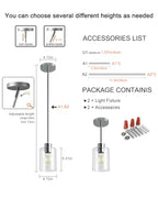 Chrome Pendant Lights Kitchen Island - Clear Glass Pendant Light Fixture Multiple Stems Rods 3 Units 12 Inch 3 Units 4 Inch (2 Pack Chrome Downrod) - color: Chrome 2PK