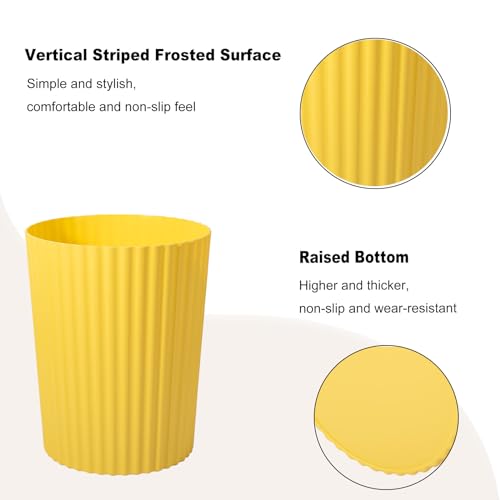 JiatuA Small Trash Can Plastic Wastebasket Round Garbage Container Bin for Bathroom, Kitchen, Bedroom, Home Office, College Dorm, Yellow - color: Yellow, size: 1.8 Gallons