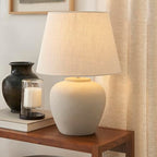 Nourison Home 20" Sand (Light Beige) Neutral Ceramic Table Lamp with Fabric Shade, Bedside Nightstand Lamp for Bedroom, Living Room, Entryway - color: Sand