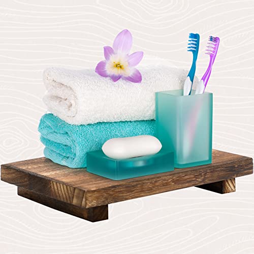 Nuogo Wood Riser Tray Soap, Stand Soap Tray for Kitchen Sink, Wood Pedestal for Kitchen Counter Sink Stand Decorative Rustic Bathroom Dishes Plant Bottles Candles Display(9 x 6 Inch,Brown) - color: Brown, size: 9 x 6 Inch