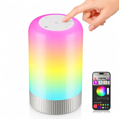 RGBICWW Smart Table Lamp, Touch Bedside Lamp with App Control, LED Desk Lamp with Music Sync, 30+ Scenes & 16M Colors, Color Changing Lamp for Bedroom Living Room Gaming Dimmable Night Light, Silver - color: Silver