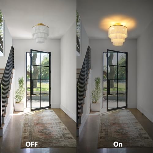 3-Tiered Boho Chandelier with Metal and White Fringe,3 Lights Fringe Pendant Light Fixture,Tassle Chandelier for entryway,Dining Room,Baby Nursery,Gold and White - color: 3-Tiered-White