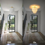 3-Tiered Boho Chandelier with Metal and White Fringe,3 Lights Fringe Pendant Light Fixture,Tassle Chandelier for entryway,Dining Room,Baby Nursery,Gold and White - color: 3-Tiered-White