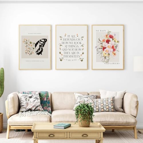 VVL 3Pcs Inspirational Quotes Wall Art for Office Mental Health Wall Art Motivation Painting Picture Wall Decor for School Office Treatment Room Home Decoration 12x16in Unframed - color: Inspirational Floral Poster, size: 12x16 in