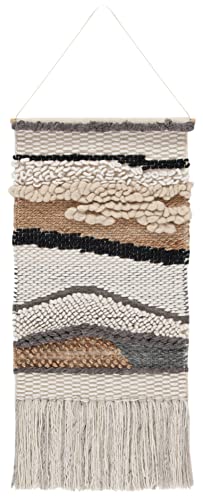 SAFAVIEH Home Collection Sedona Saraj Boho Tribal Ivory/Grey Wool & Jute Woven Tapestry Hanging Wall Art