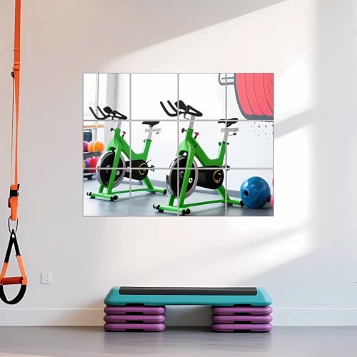 Ruomeng Home Gym Mirror Tiles - 10" x 10" x 12Pcs Full Length Mirror Tiles Glass Frameless Wall Mirror for Home Gym, Bedroom, Door & Bathroom - size: 10"x10"-12pcs