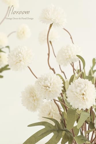 Floroom 5pcs Ivory Faux Silk Mums Artificial Flowers, Bulk Fake Small Mini Chrysanthemums with Stems for DIY White Wedding Centerpieces Floral Arrangements Vase Fillers Home Decorations - color: Ivory, size: 5pcs