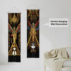 PLIGREAT 2 Pack Egyptian Tapestry with Tassels, Ancient Egypt Goddess Art Wall Hanging Vertical Narrow Egypt Civilization Home Wall Tapestry for Bedroom Living Room, 52" x 13" - color: yellow,brown