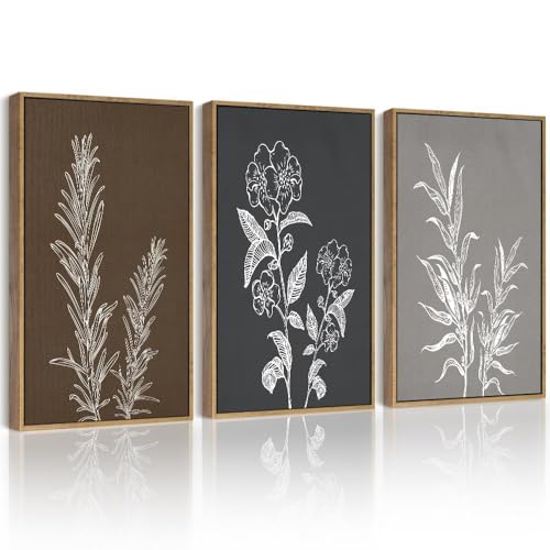 Drsoum Botanical Boho Vintage Flower Wall Art Framed Retro Floral Prints Wildflower Neutral Rustic Bohemain Artwork Kitchen Living Room Ready to Hang 11x14in Natural Framed - color: Flower Bouquet, size: 14L" x 11W", Natural Framed