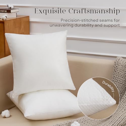 Phantoscope Pillow Inserts, Hypoallergenic 100% Virgin Fiber Square Form Microfiber Throw Pillow Inserts, Couch Bed Pillows 45x45 cm, 18x18 Inch (Pack of 4) - size: 18x18 Inch