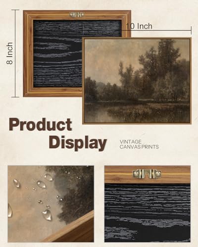 Vintage Landscape Art Prints Forest Lake Scenery Wall Art Moody Swamp Pictures Wall Decor Nature Wilderness Illustrations Fine Art Decor Framed for Living Room Bedroom Farmhouse Office - 8x10 Inch - color: Forest Lakes, size: 10"L x 8"W