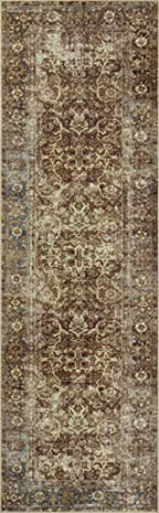 Loloi Magnolia Home by Joanna Gaines Sinclair Collection SIN-01 Rust/Lagoon 2'-3" x 7'-6", .25" Pile Height, Machine Washable, Runner Rug - color: Rust / Lagoon, size: 2'3" x 7'6" (Rectangular)