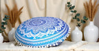 CRAFT KALA 32" Large Round Bohemian Floor Pillow Cover Boho Pouf Cover Mandala Meditation Room Pillows Cover Adults Seating Poufs Cushion Cover for Kids Reading Playroom Blue Ombre - color: Blue Ombre